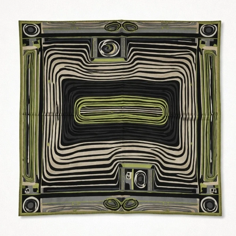 Scarf Set of 2‎ Women'a Multicolor Nautical & Codello Geometric Square Silk